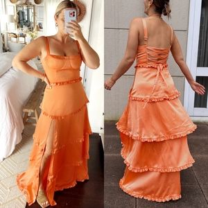 Show Me Your Mumu Lady Corset Dress Women's XL Cantaloupe Orange Maxi Dress